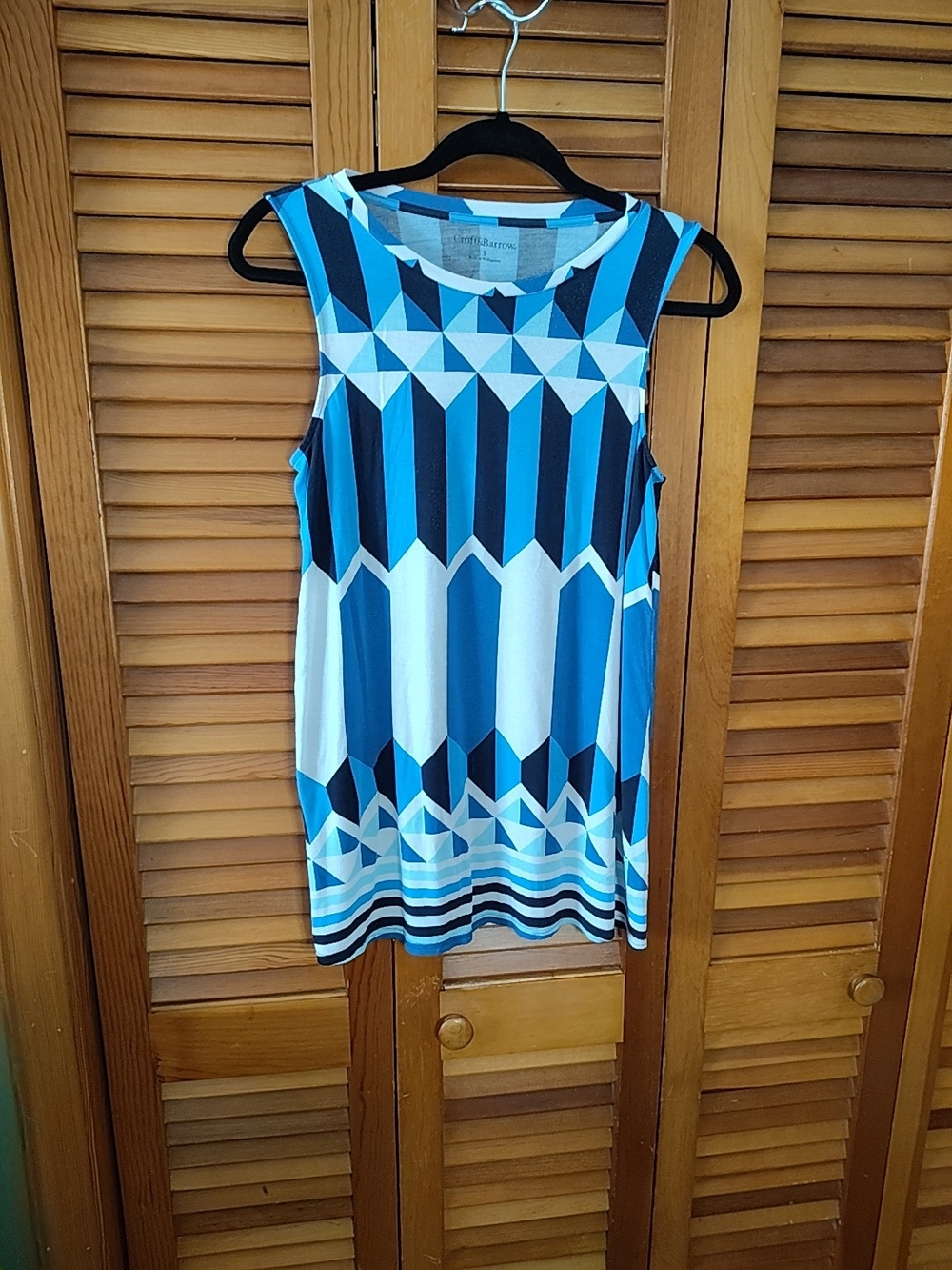 Sleeveless Geometric Blue Print Tank